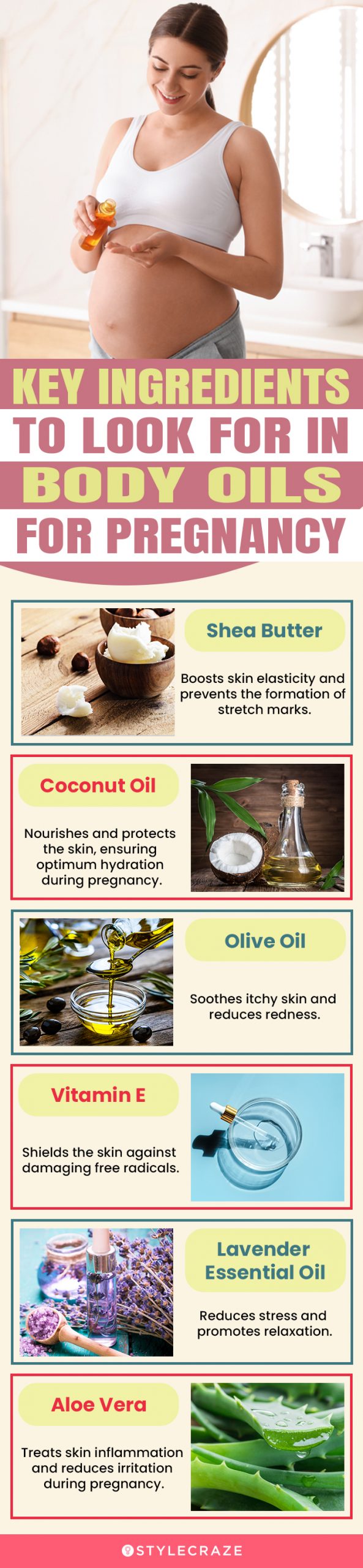 Key Ingredients To Look For In Body Oils For Pregnancy (infographic)