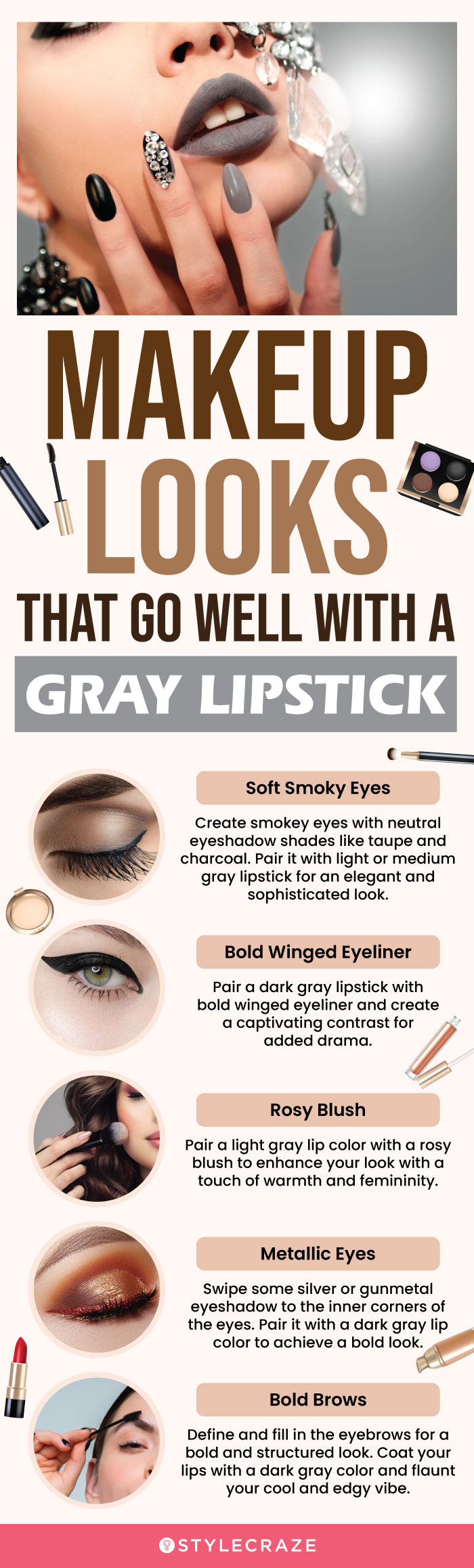 Makeup Looks That Go Well With A Gray Lipstick (infographic)