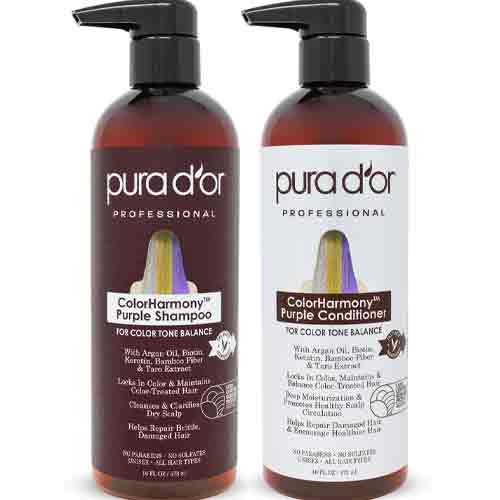 Pura D'or Professional Color Harmony Purple Shampoo And Conditioner