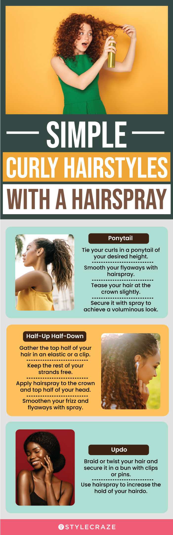 Simple Curly Hairstyles With A Hairspray (infographic)