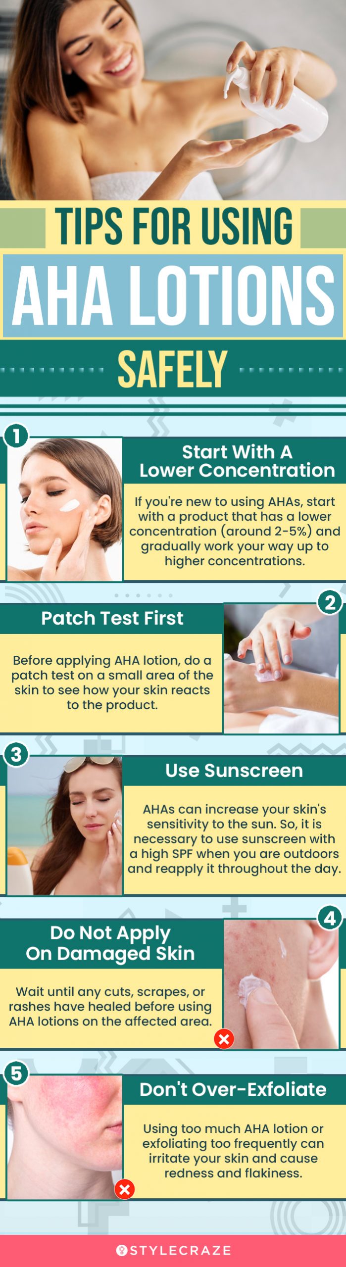 Tips for Using AHA Lotions Safely (infographic)