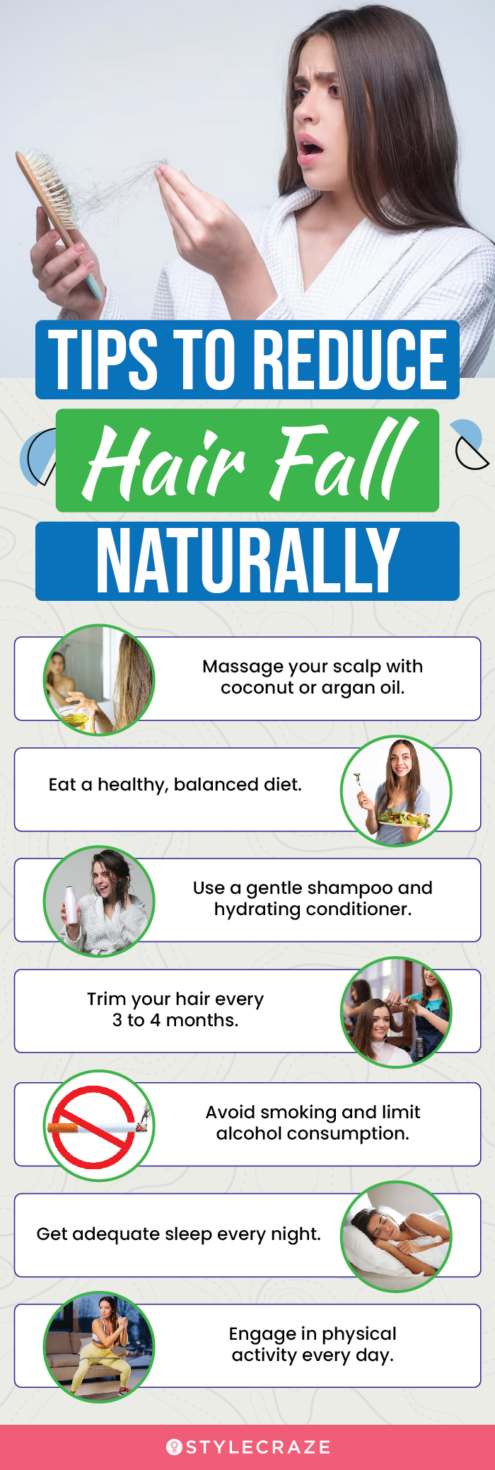 tips to reduce hair fall naturally (infographic)