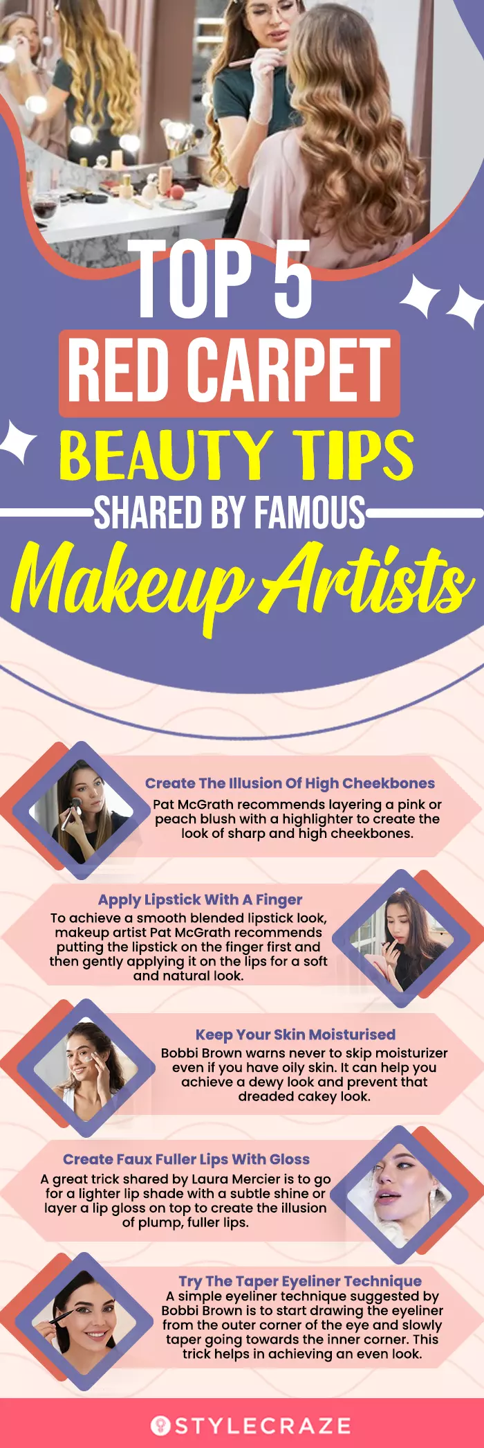 top 5 red carpet beauty tips shared by famous makeup artists (infographic)