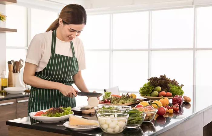 Woman preparing gallbladder diet recipes
