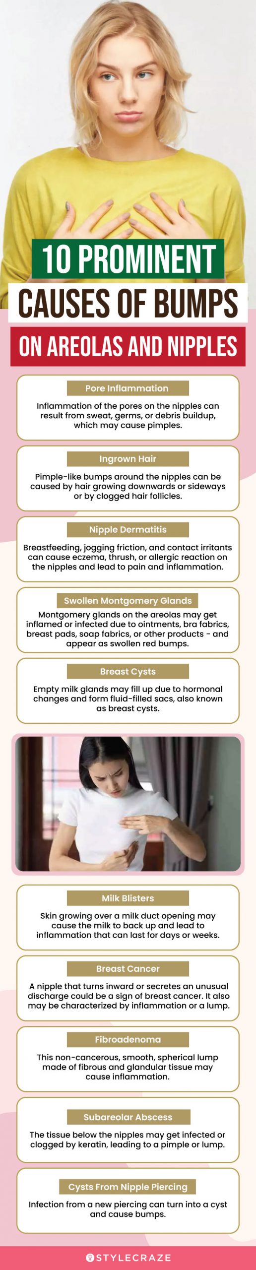 10 prominent causes of bumps on areolas and nipples (infographic)