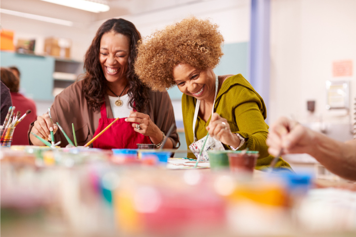 Paint an art piece as a girls night in activity