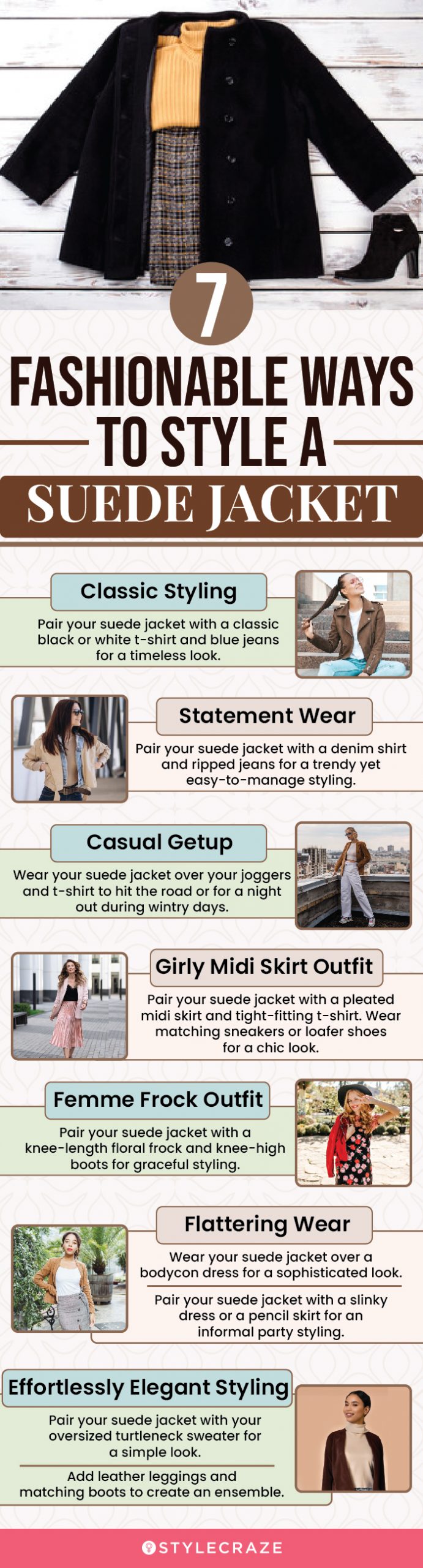 7 Fashionable Ways To Style A Suede Jacket (infographic)