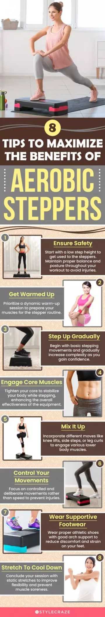 8 Tips To Maximize The Benefits Of Aerobic Steppers (infographic)