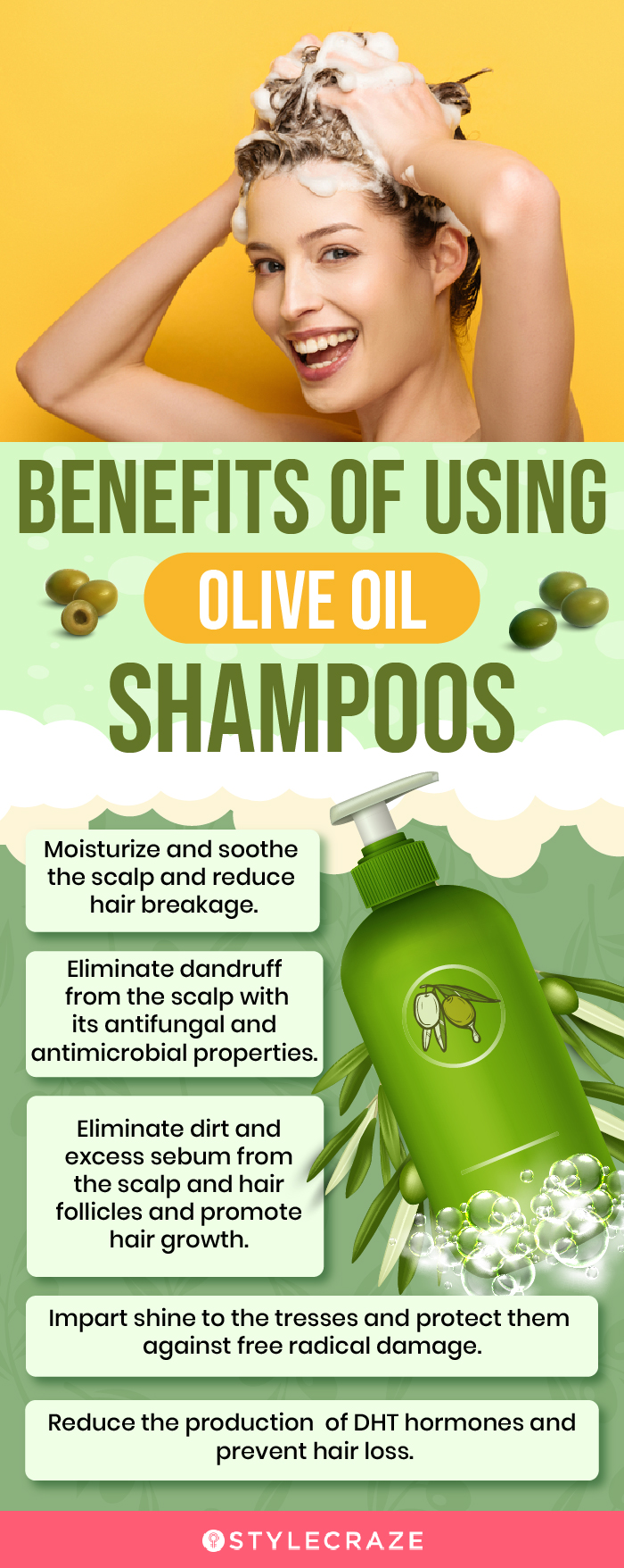 Benefits Of Using Olive Oil Shampoos (infographic)