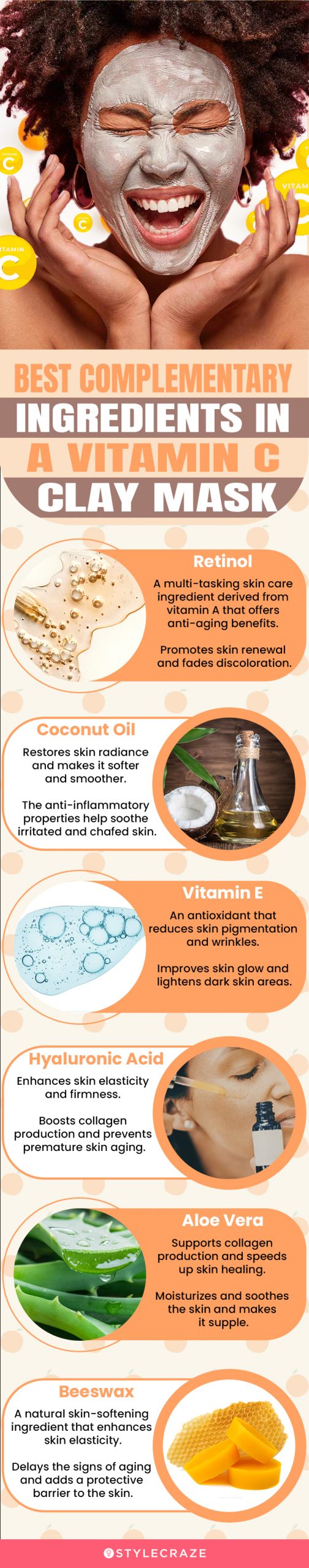 Best Complementary Ingredients In A Vitamin C Clay Mask(infographic)