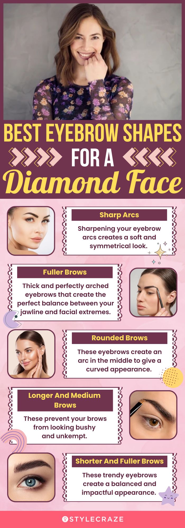 best eyebrow shapes for a diamond face (infographic)