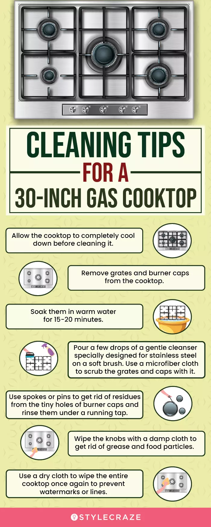 Cleaning Tips For A 30-Inch Gas Cooktop (infographic)