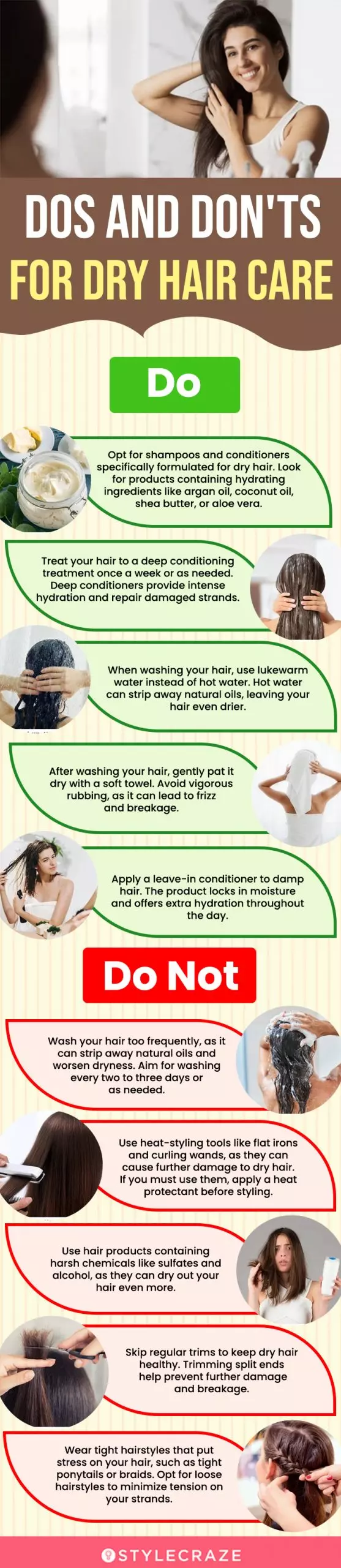 Dos And Don'ts For Dry Hair Care (infographic)