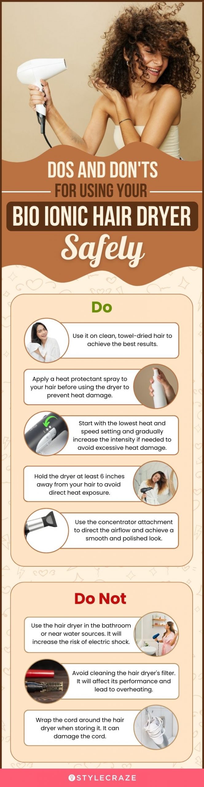 Dos And Don'ts For Using Your Bio Ionic Hair Dryer Safely (infographic)