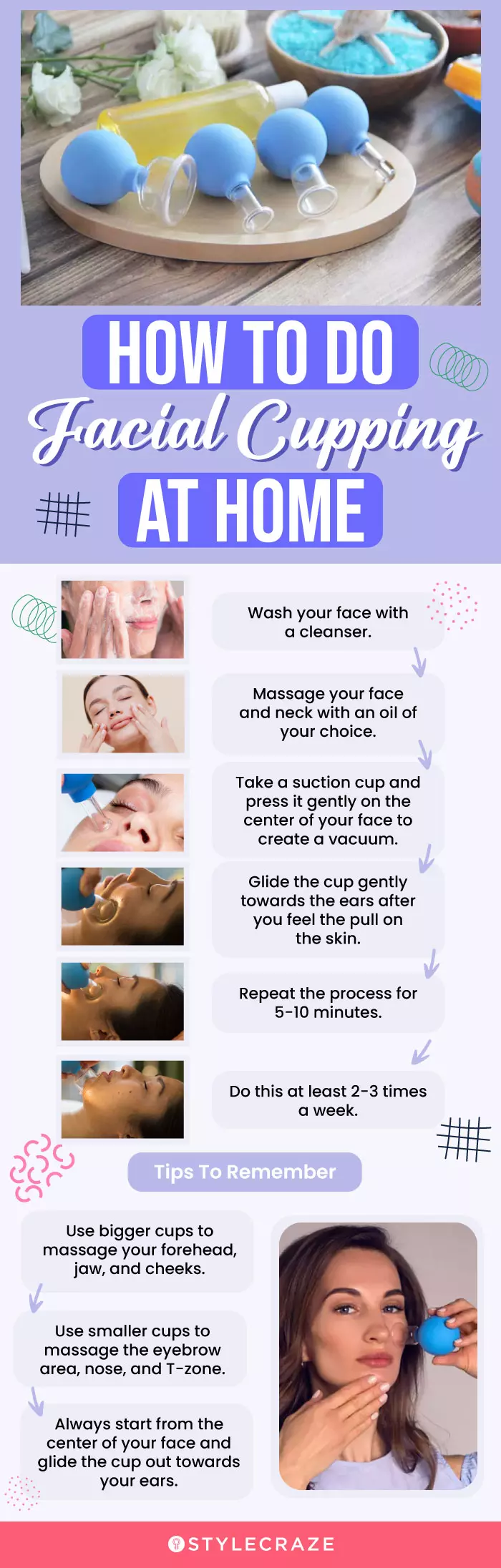 how to do facial cupping at home (infographic)