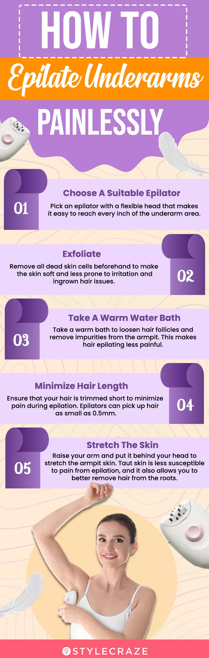 How To Epilate Underarms Painlessly (infographic)
