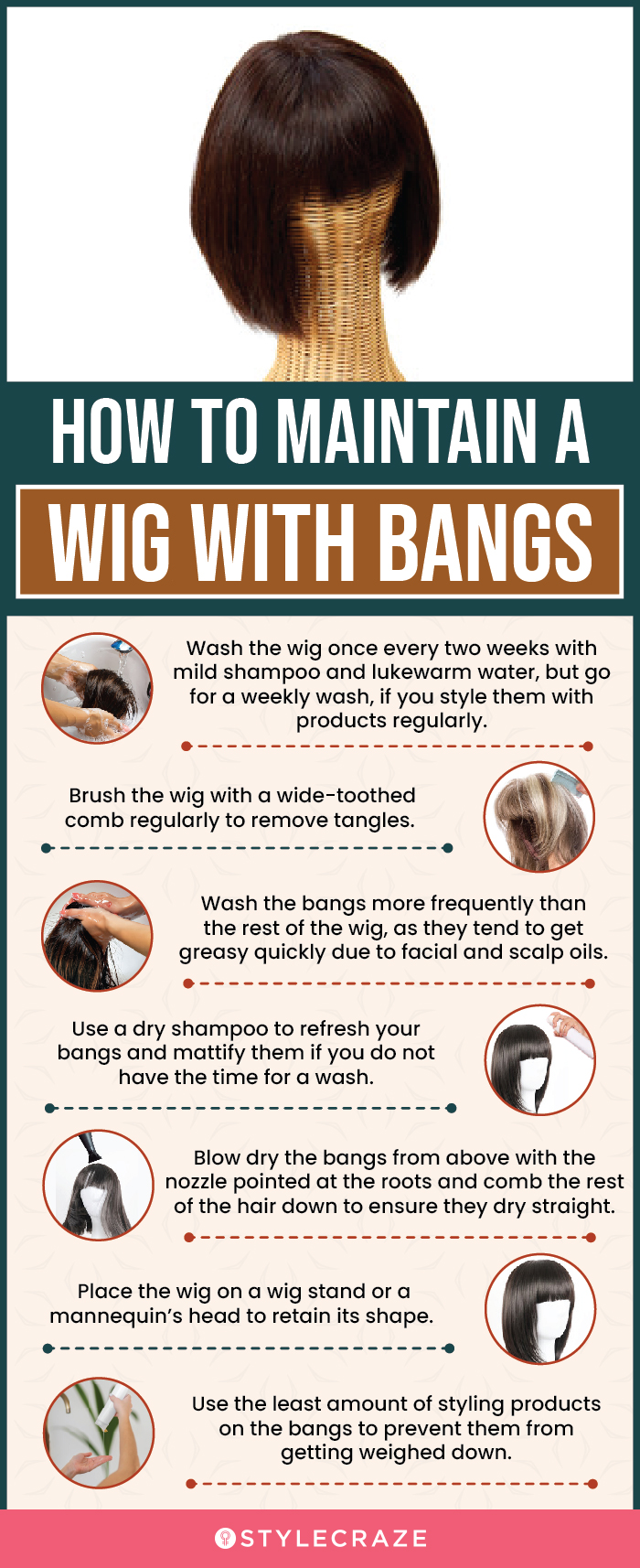How To Maintain A Wig With Bangs (infographic)