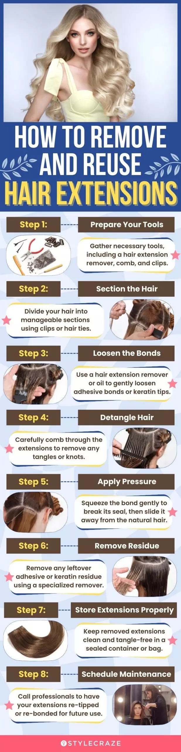 How To Remove And Reuse Hair Extensions (infographic)