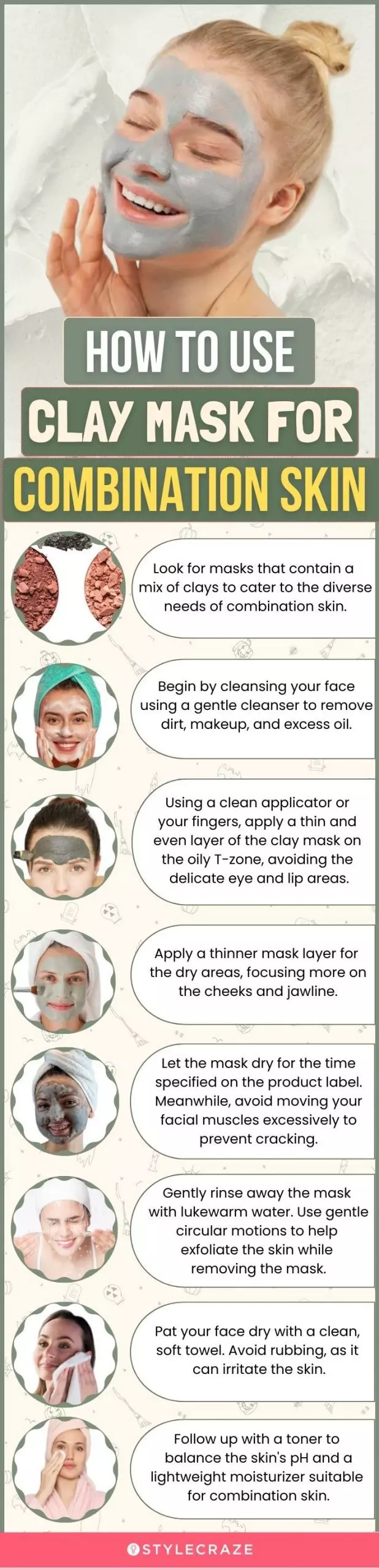 How To Use Clay Mask Guide For Combination Skin (infographic)