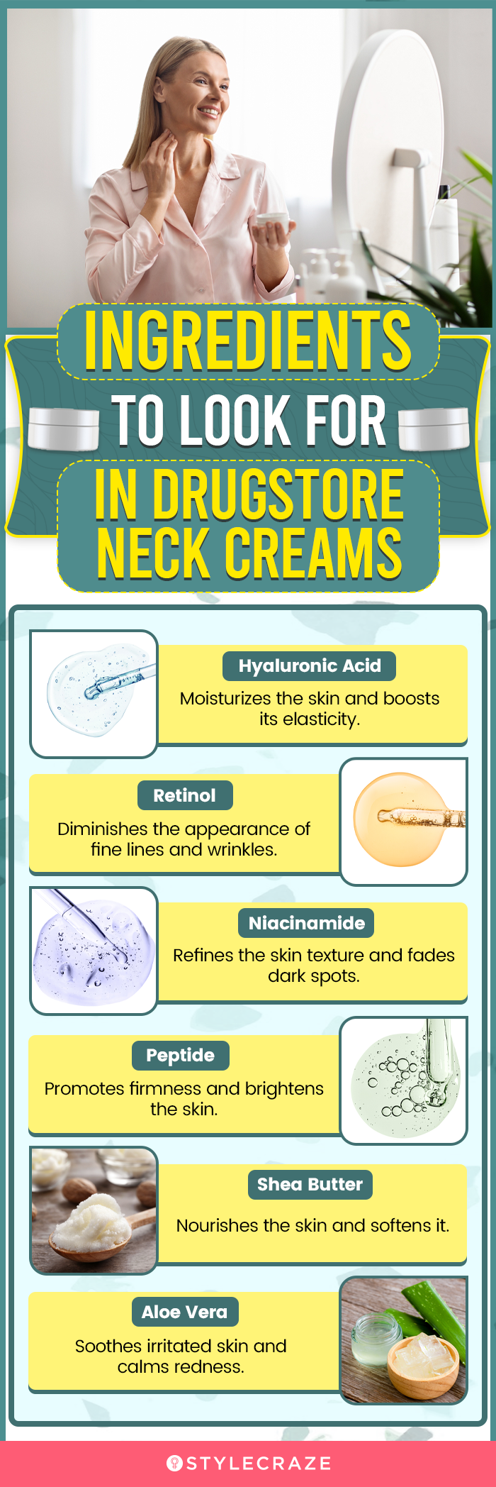 Ingredients To Look For And Avoid In Drugstore Neck Creams (infographic)
