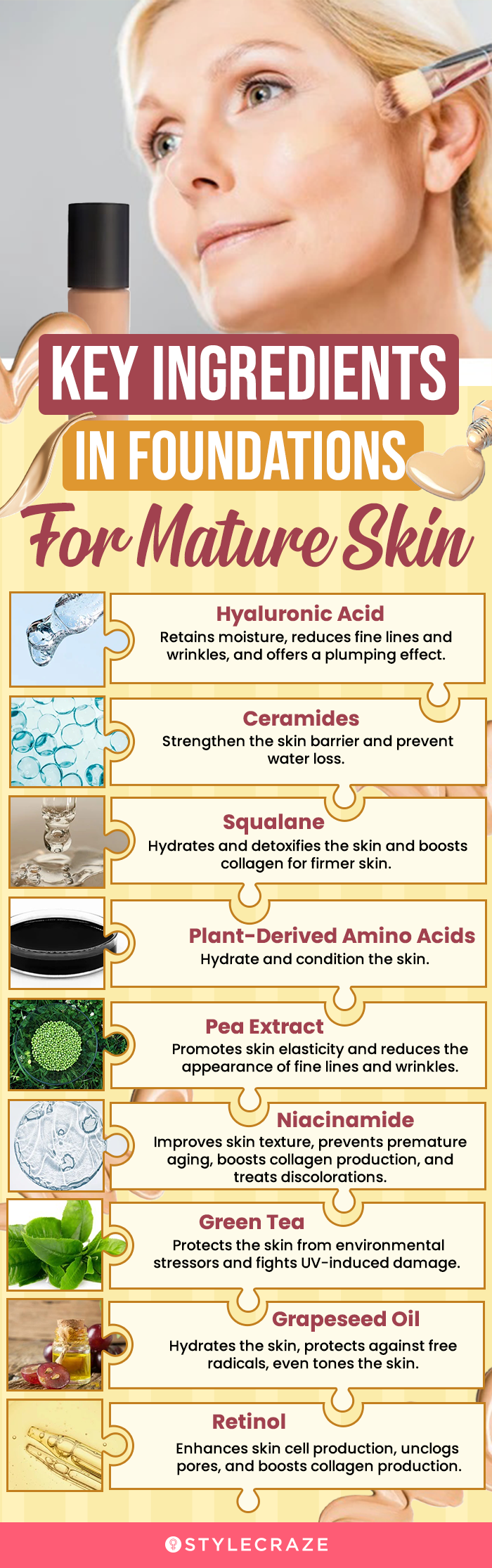 Key Ingredients In Foundations For Mature Skin (infographic)