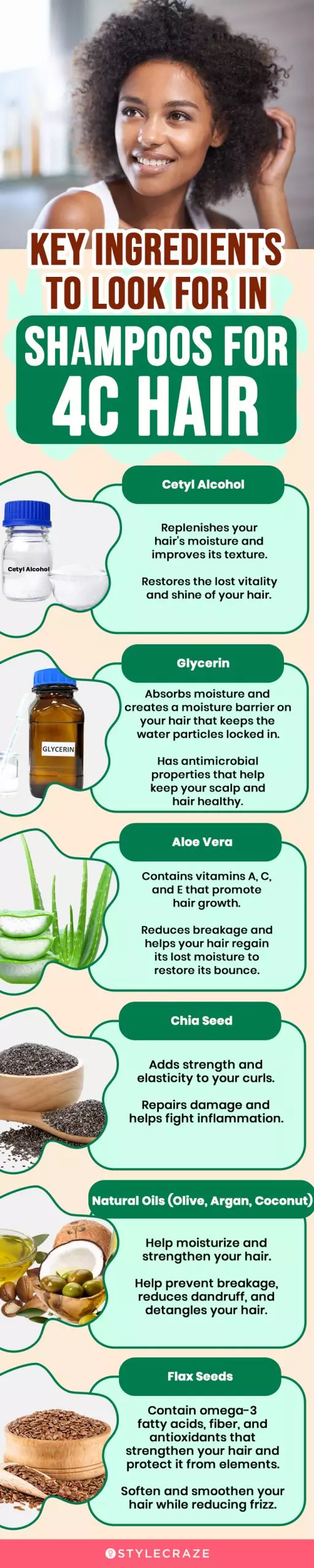 Key Ingredients To Look For In Shampoos For 4C Hair (infographic)
