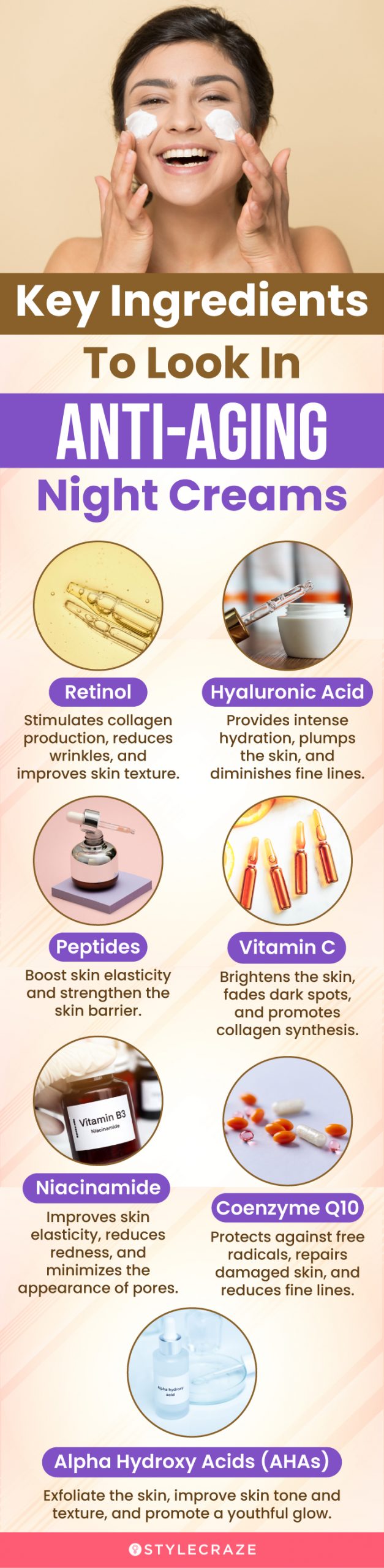 Key Ingredients To Look In Anti-Aging Night Creams (infographic)