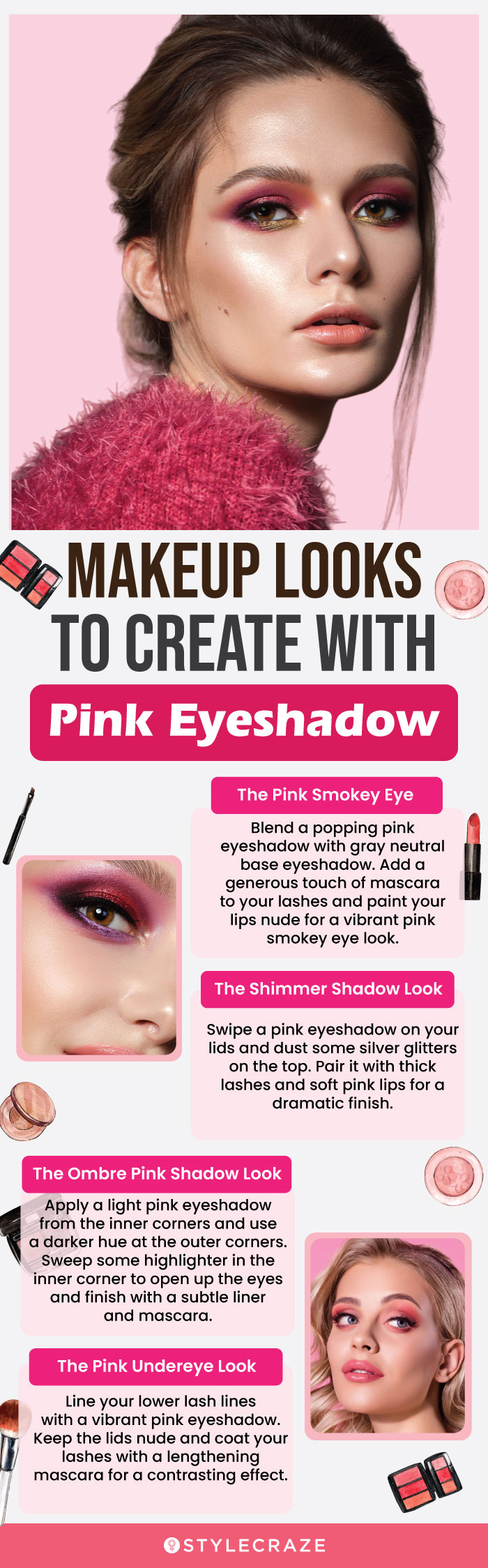Makeup Looks To Create With Pink Eyeshadow (infographic)