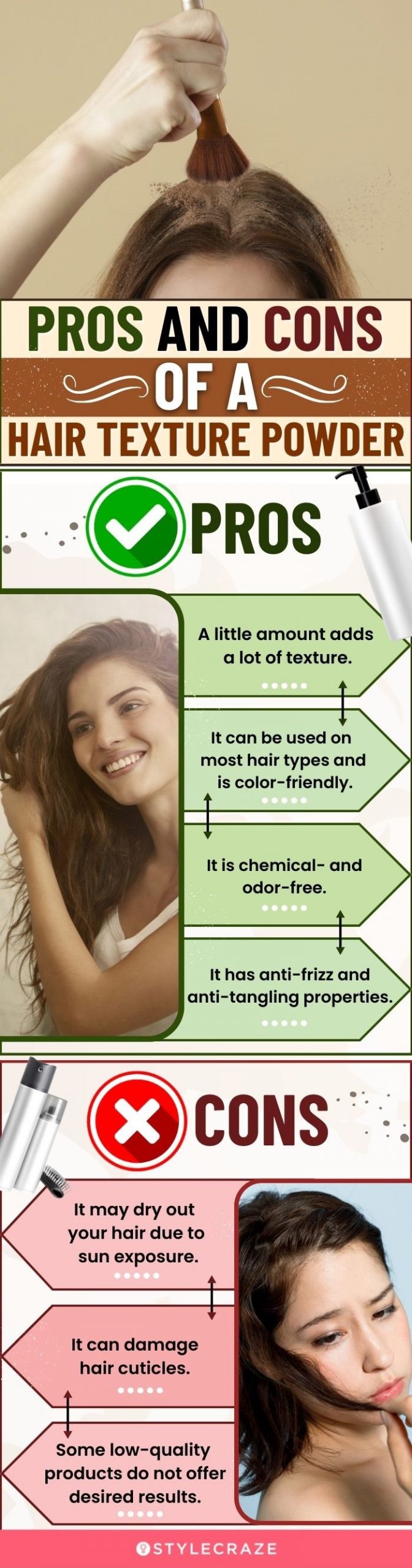 pros and cons of a hair texture powder (infographic)