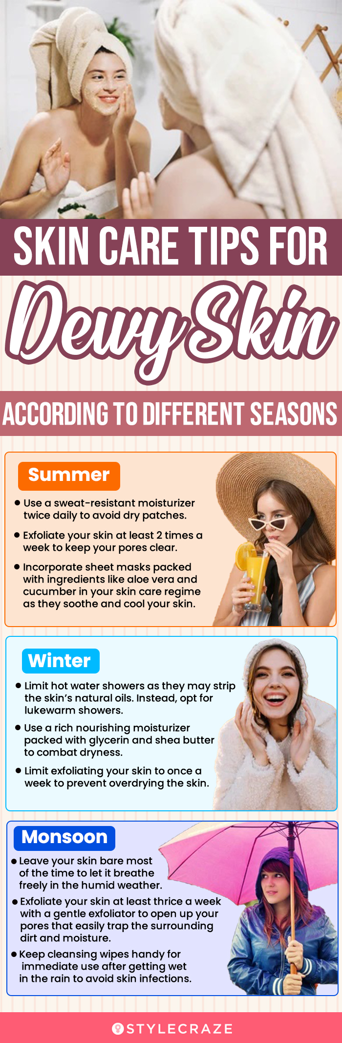 Skin Care Tips For Dewy Skin, According To Different Seasons (infographic)