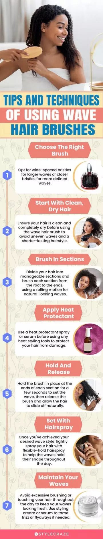 Tips And Techniques Of Using Wave Hair Brushes (infographic)