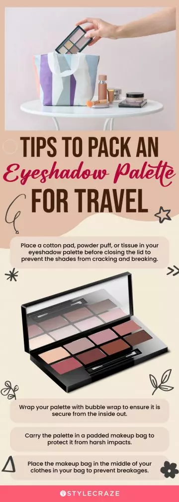 Tips To Pack An Eyeshadow Palette For Travel (infographic)