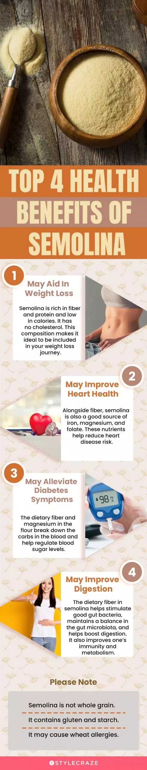 top 4 health benefits of semolina (infographic)