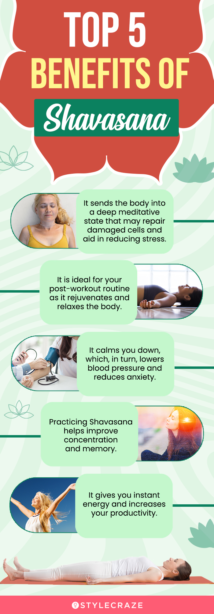 top 5 benefits of shavasana (infographic)