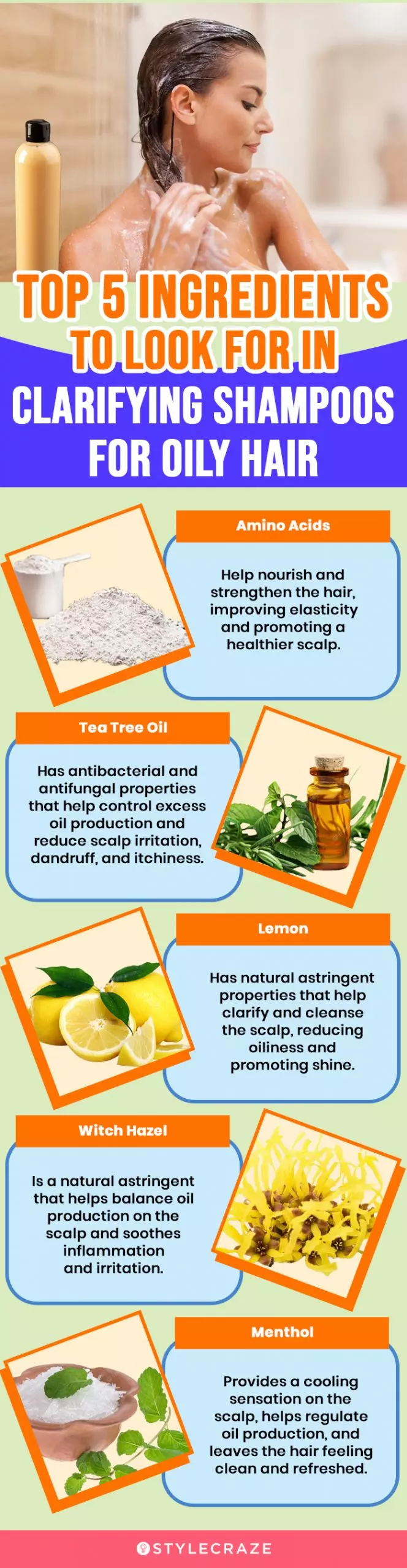 Top 5 Ingredients To Look For In Clarifying Shampoos For Oily Hair (infographic)