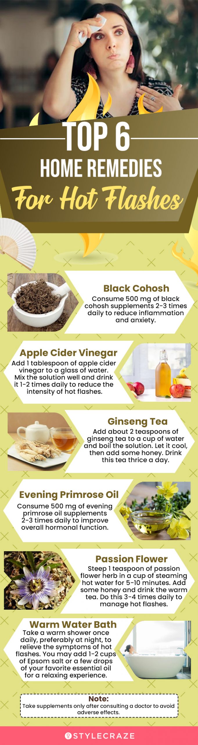 top 6 home remedies for hot flashes (infographic)
