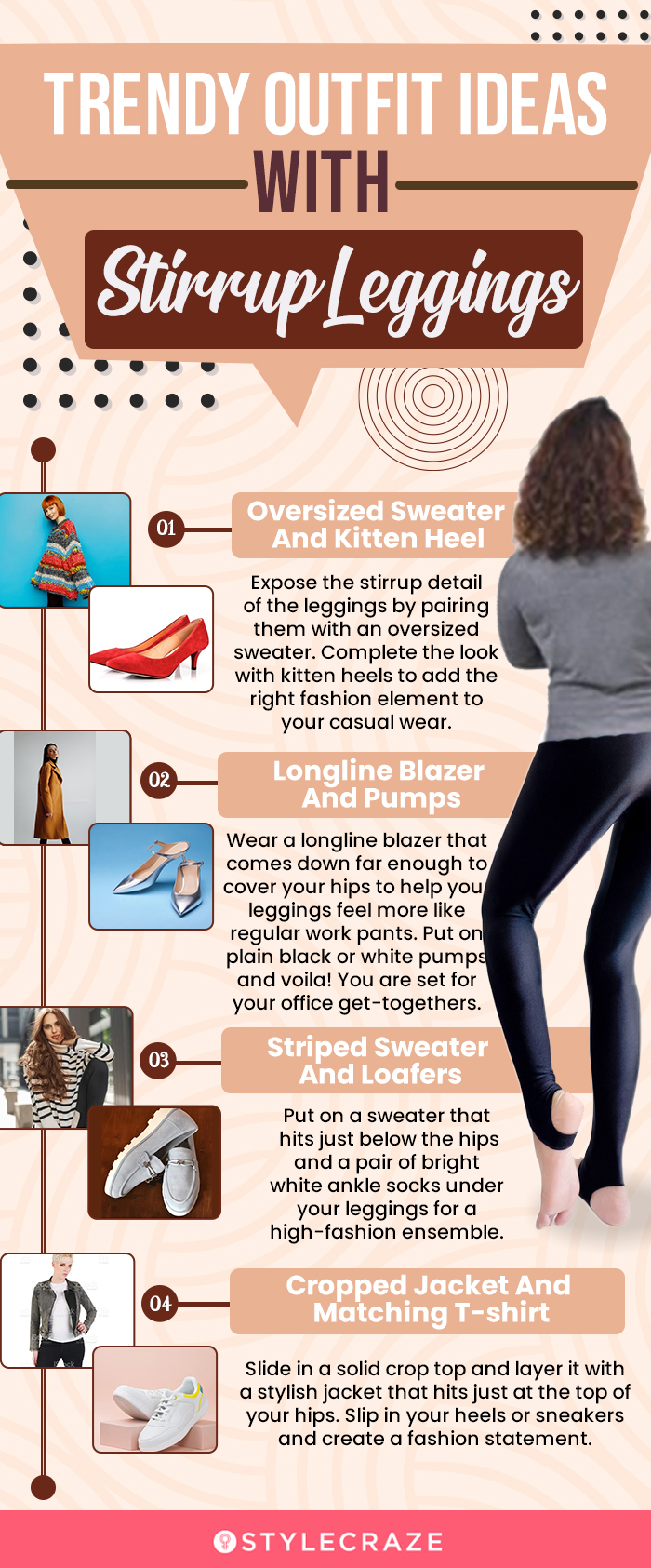 Trendy Outfit Ideas With Stirrup Leggings (infographic)