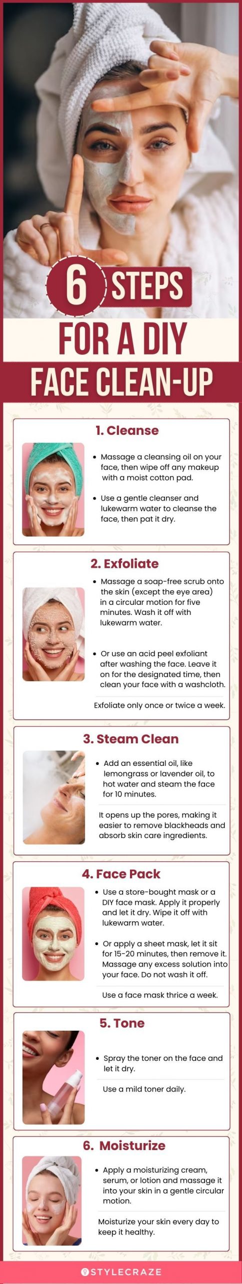 6 steps for a diy face clean up(infographic)