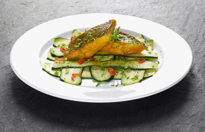 Baked white fish with zucchini