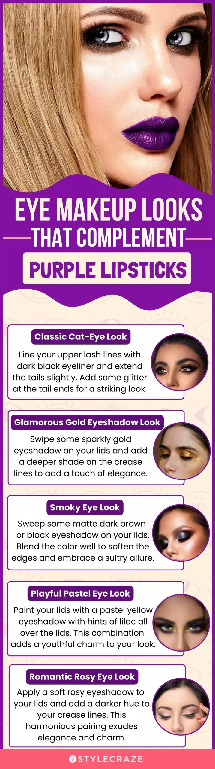 Eye Makeup Looks That Complement Purple Lipsticks (infographic)