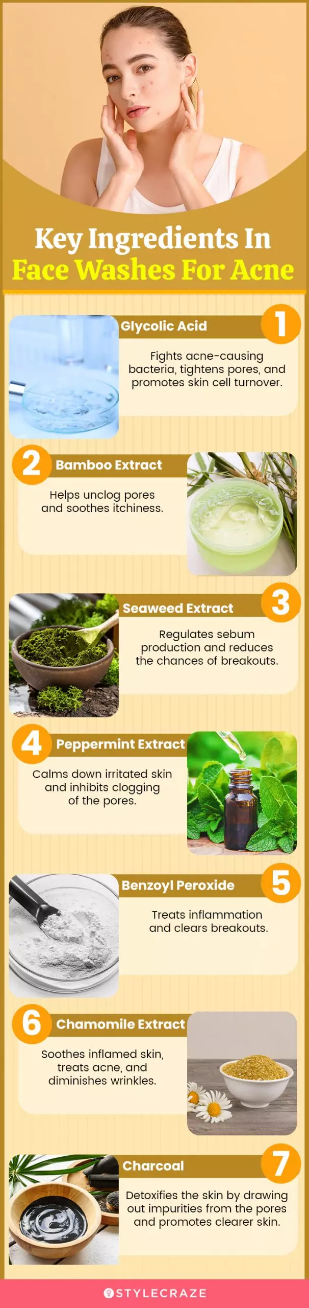 Key Ingredients In Face Washes For Acne (infographic)