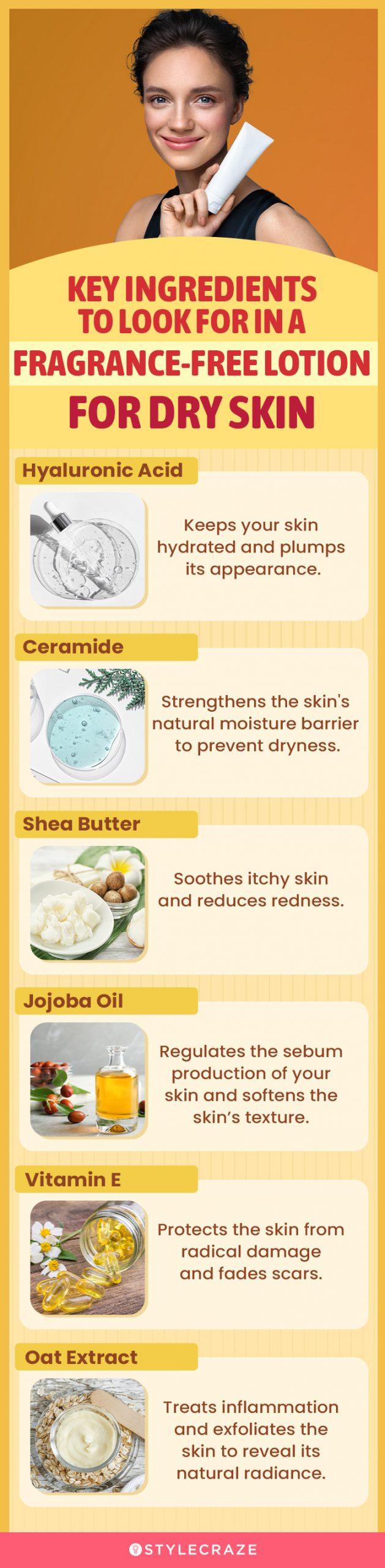 Key Ingredients To Look For In A Fragrance-Free Lotion For Dry Skin (infographic)