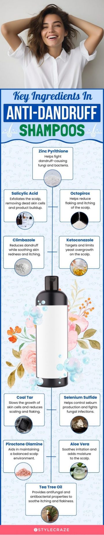 Key Ingredients In Anti-Dandruff Shampoos (infographic)