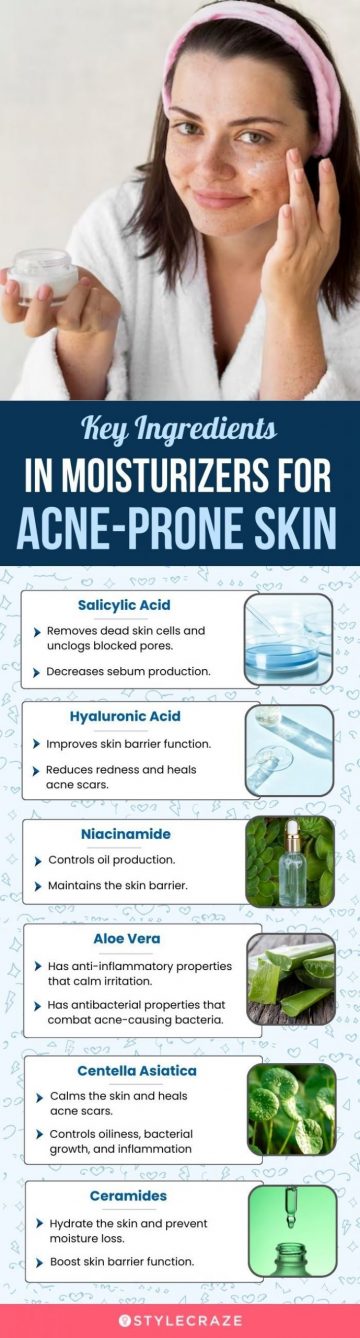 Key Ingredients In Moisturizers For Acne-Prone Skin (infographic)