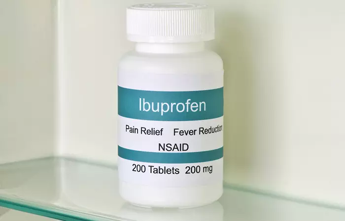 A bottle of Ibuprofen pain relievers.