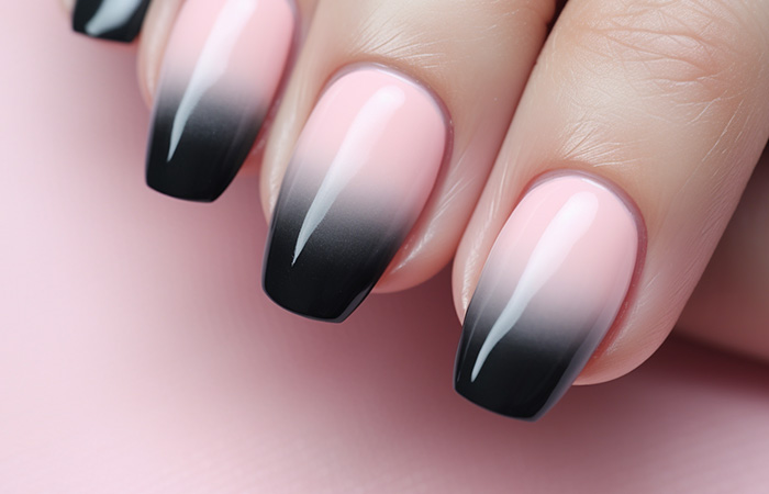 Black and pink ombré nails