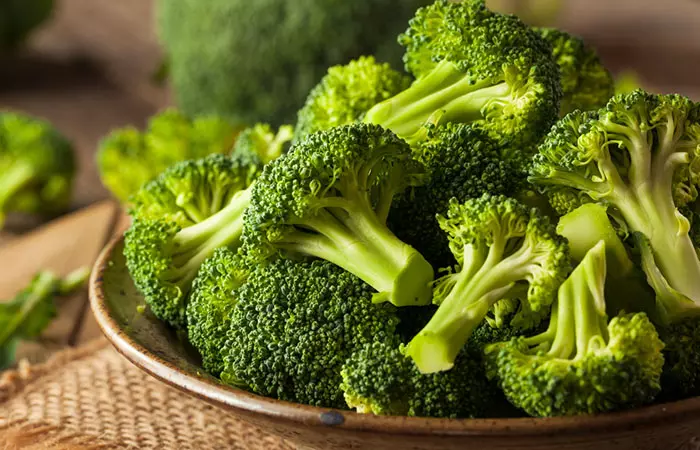 Fresh broccoli florets in a plate