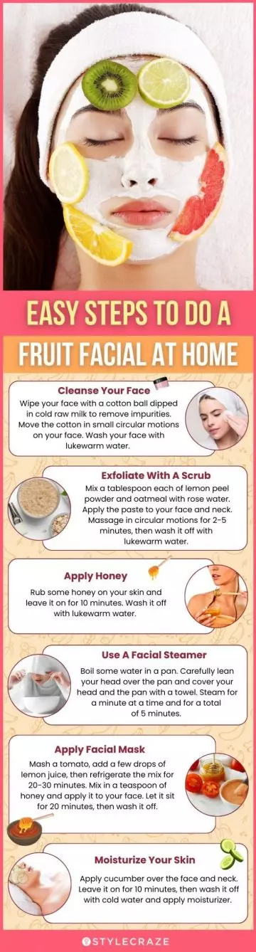 fruit facial at home step by step tutorial (infographic)