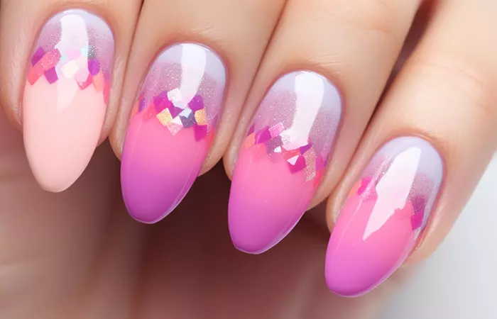 Purple and pink ombré nails