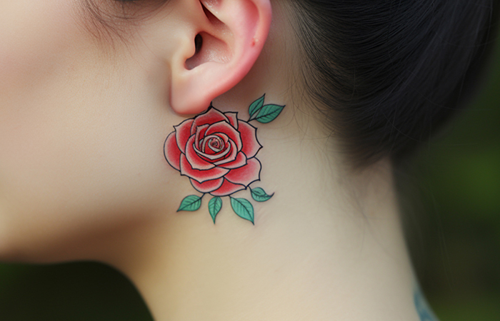 A red rose sticker tattoo